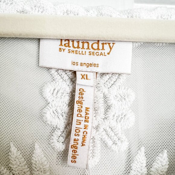 Laundry by Shelli Segal White Mesh Blouse - Picture 3 of 5